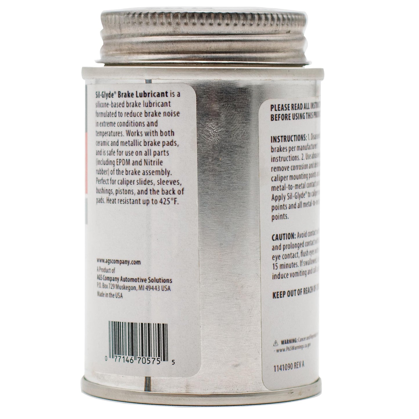 AGS Automotive Solutions 4oz Brush Top SIL-Glyde Silicone Brake Grease - Premium Brake Caliper Grease and Brake Lubricant for Optimal Performance and Longevity