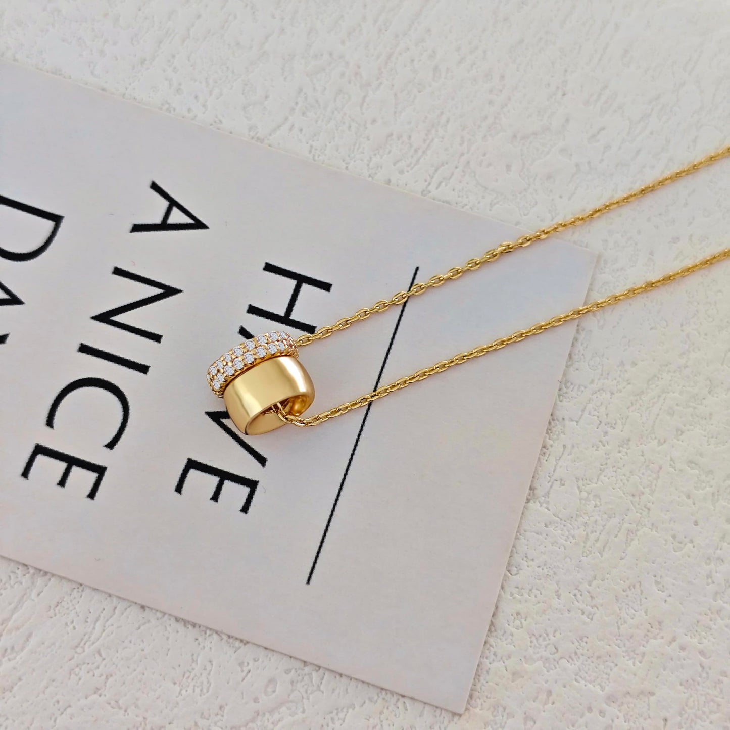 Zeffy Gold Cubic Zirconia Rondelle Necklace for Women Two-Toned Dainty CZ Necklaces Gold Jewelry Gifts