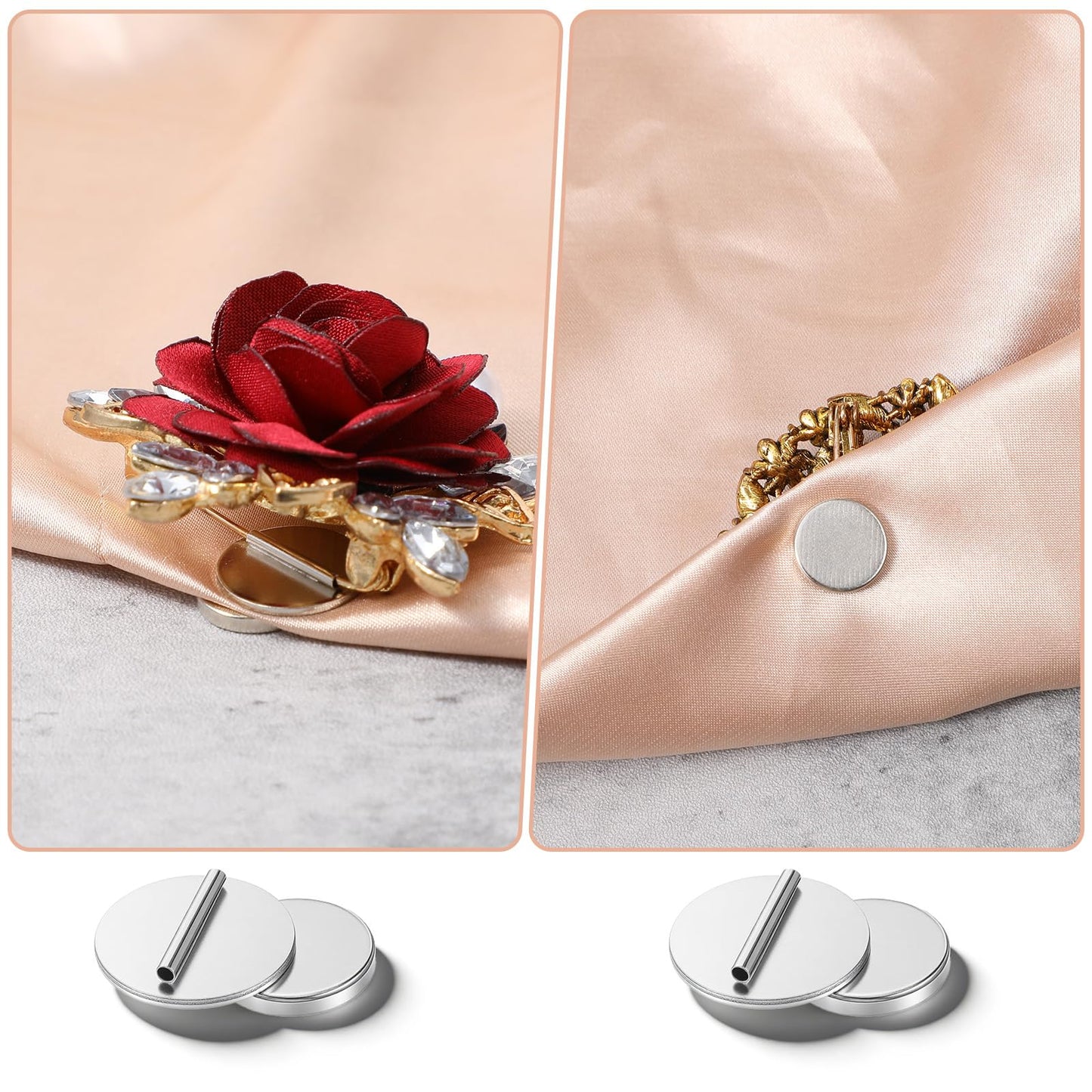 5 Pairs Invisible Magnetic Brooch Pin Converter Mini Magnetic Clasps for Clothing Metal Pin Backs Magnet Metal Lapel Pins Brooch Holder Converter for Hijab Scarf Shawl Thin Fabric
