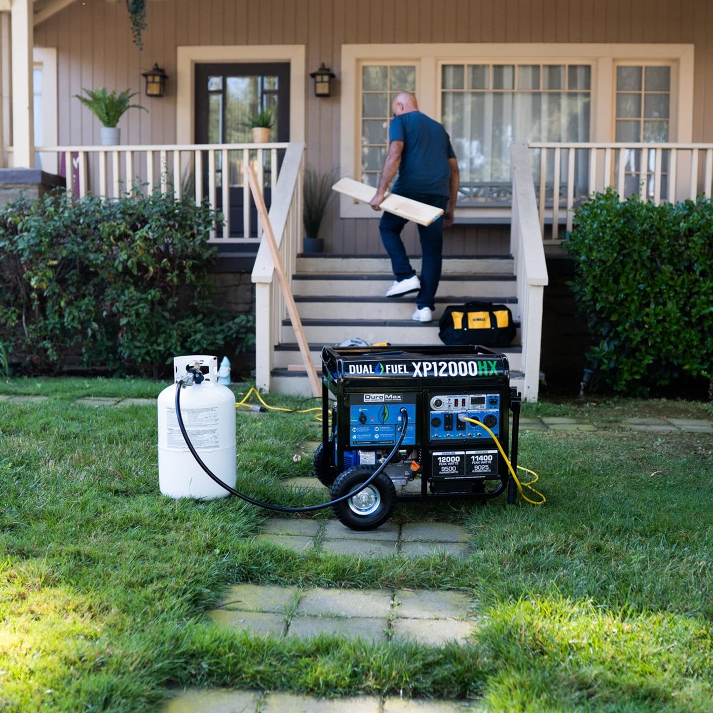 DuroMax XP12000HX 12,000-Watt Dual Fuel Portable Generator - Gas & Propane, Electric Start, Whole Home Power Backup, Transfer Switch Ready, RV & Emergency Ready