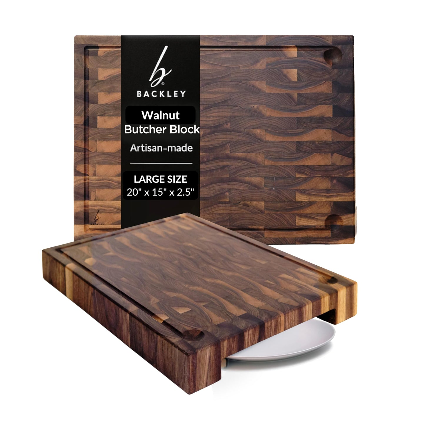 Cutting Board – Non Toxic End Grain Butcher Block with Handle, Charcuterie Boards, Cheese Board For Kitchen And Dining – Kitchen Must Haves Chopping Block - Food Safe Finishing - 2.5" x 15" x 20"