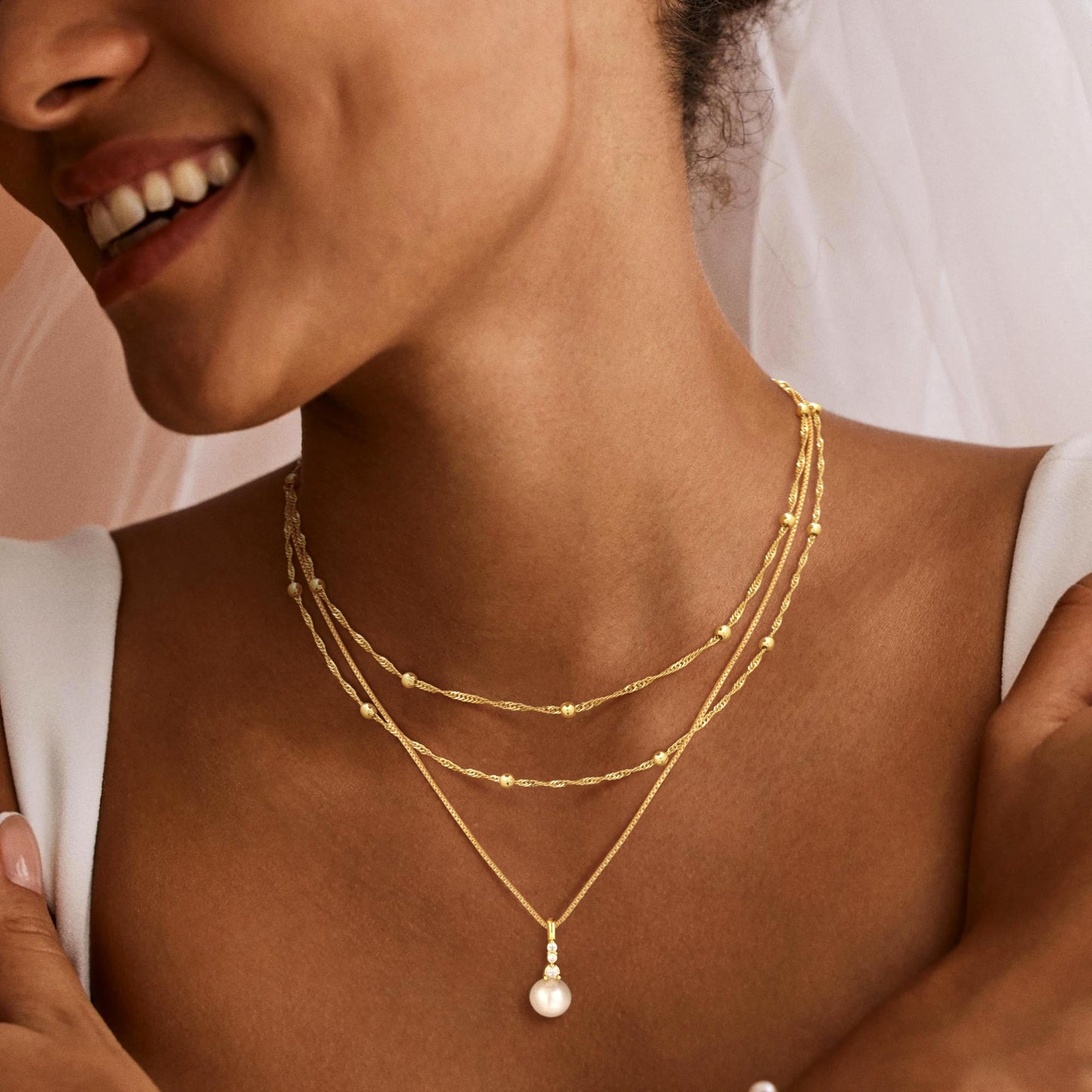 MFRYK Gold Necklaces for Women,14K Gold/Silver Plated Choker Layered Necklace Dainty Pearl Disc Cross Circle Heart Pendant Chain Stackable Necklaces, Multilayer Jewelry Set Gifts for Women