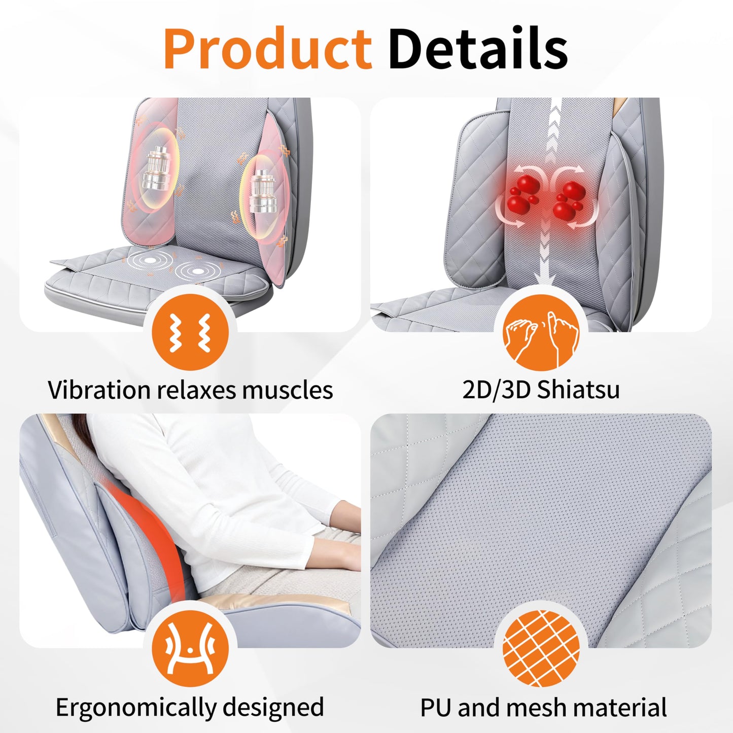 FIRRLUCO Shiatsu Neck and Back Massager with Heat,Back Massager for Pain Relief Deep Tissue,Back Massager for Chair, Adjustable Neck Massage with 20 Kneading Nodes,Christmas Gifts for Women Men