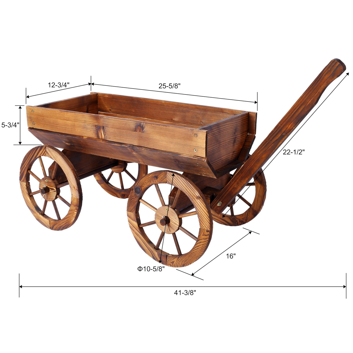 Homonova Wooden Wagon Flower Planter Pot Stand, Wagon Planter with Wheels for Outdoor Garden Decor, Wooden Cart Display, Rustic Farm Style Premium (41.4×16×24 in)