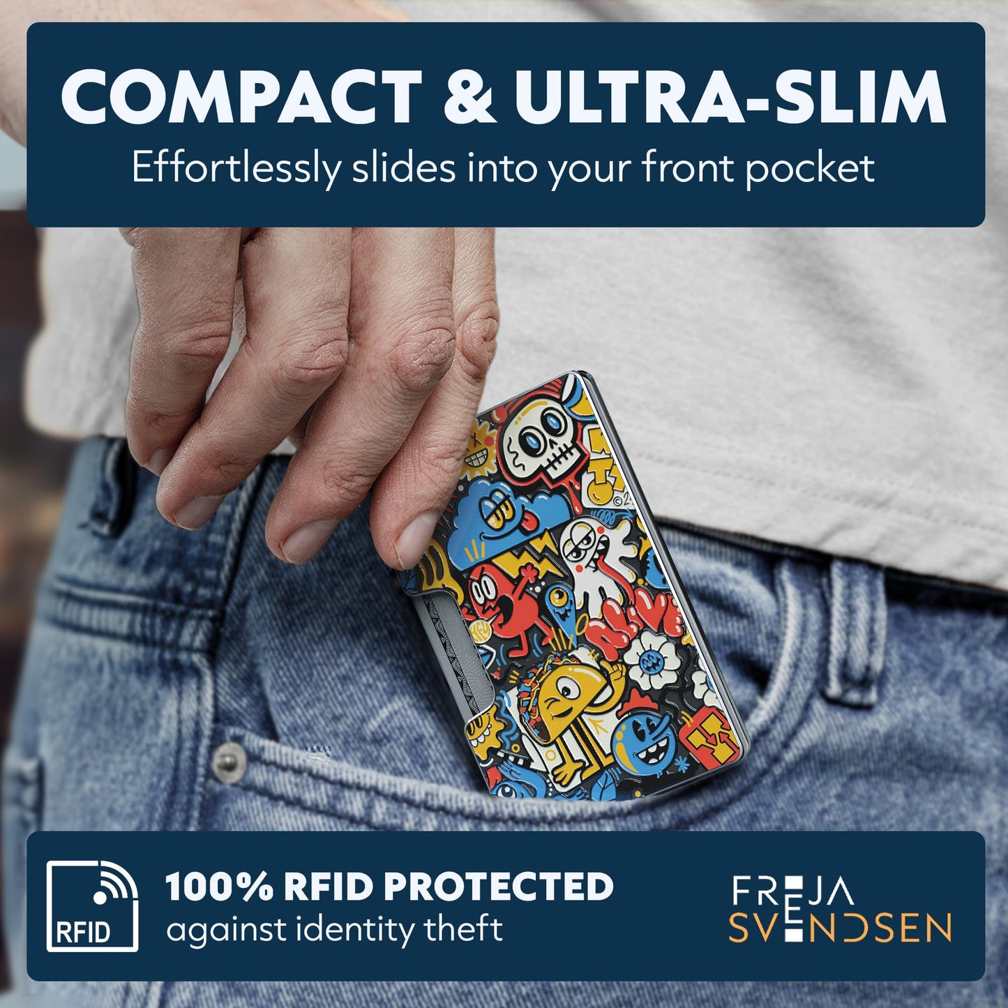Slim RFID Blocking Card Holder & Money Clip - Aluminum Wallet for Men & Women – Front Pocket Metal Minimalist Wallet Holds 15 Cards – Credit Card Holder - Durable, Lightweight, Unique Engraved Design