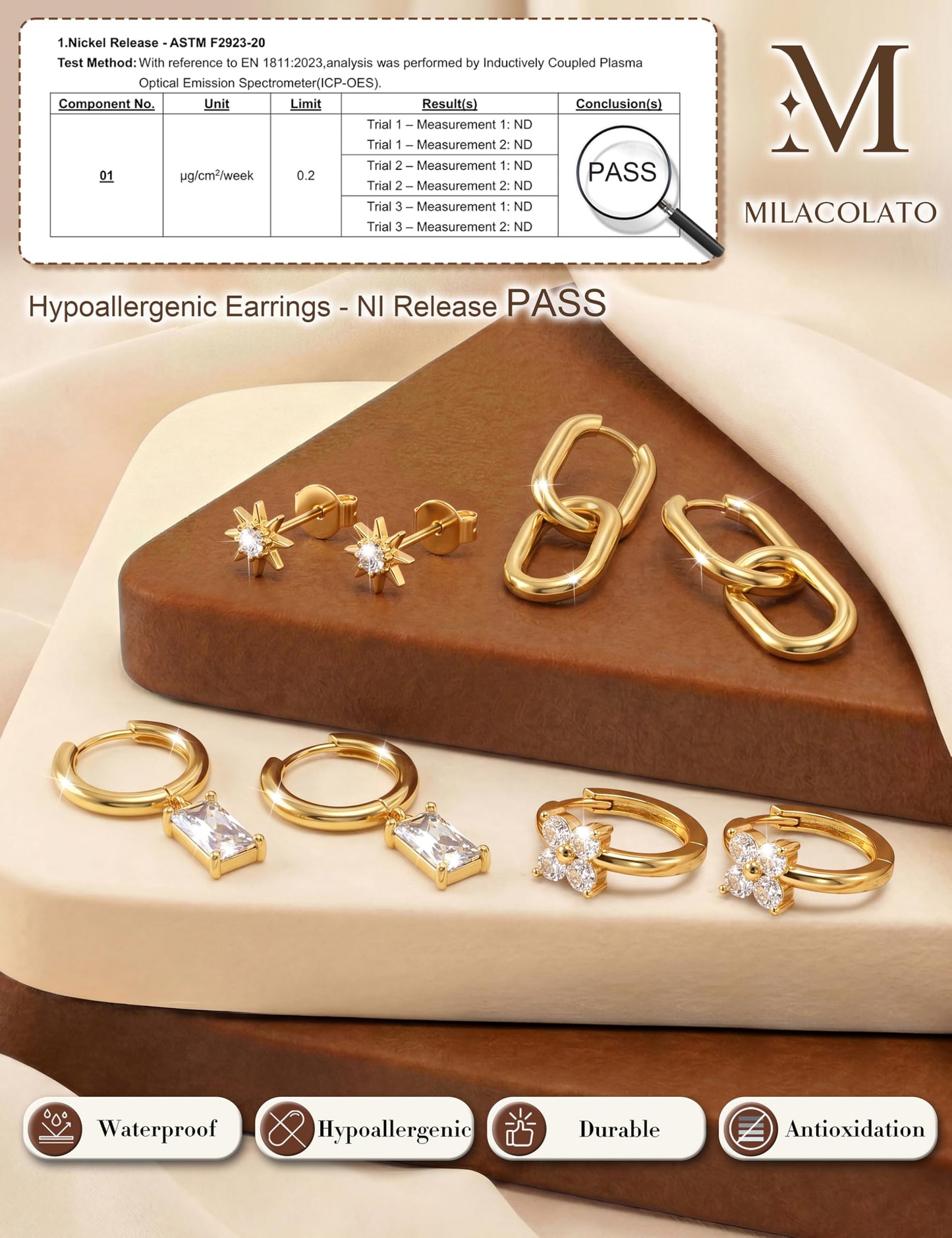 MILACOLATO 4 Pairs Gold Earrings for Women, Hypoallergenic 14K Gold Filled Small Stud Hoop Earrings Set for Multiple Piercing, Dainty Lightweight Cartilage Huggie Earrings Stacks Trendy Jewelry Gifts, D