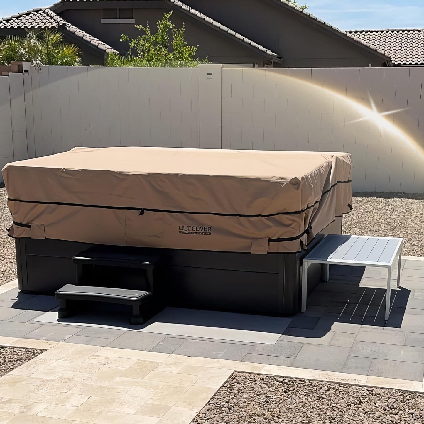 ULTCOVER Waterproof 600D Polyester Square Hot Tub Cover Outdoor SPA Covers 80 x 80 inch