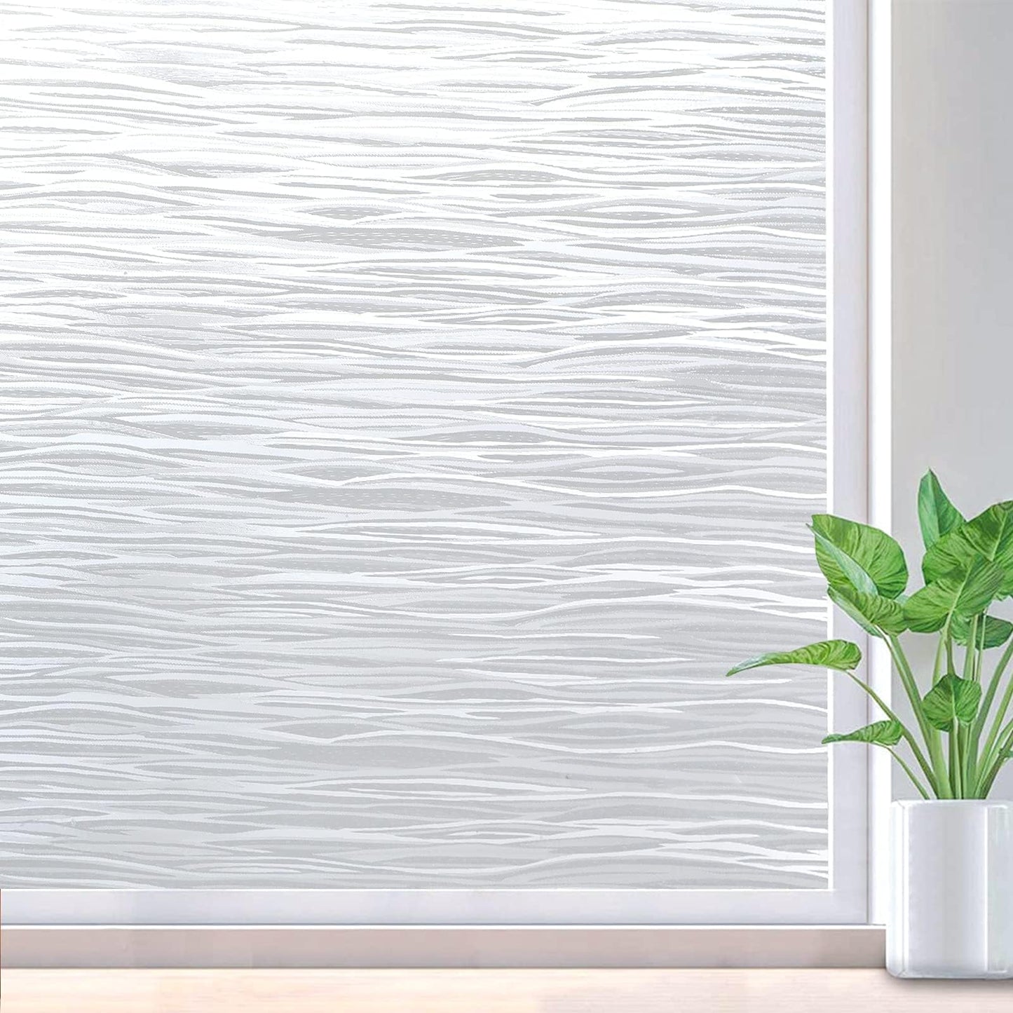 rabbitgoo Window Privacy Film Frosted Glass Film Removable Vinyl Door Coverings UV Blocking Decorative Static Cling Non-Adhesive Window Clings Sticker for Home Decor, 23.6 x 118.1 Inches