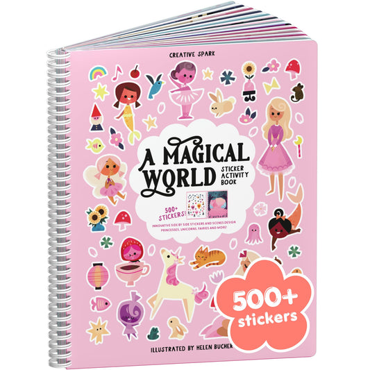 A Magical World 500+ Sticker Book for Girls by Cupkin Toddler Airplane Activity Coloring + Sticker Book, Road Trip Essentials, 12 Coloring Pages + Scenes for Ages 2–8 Years