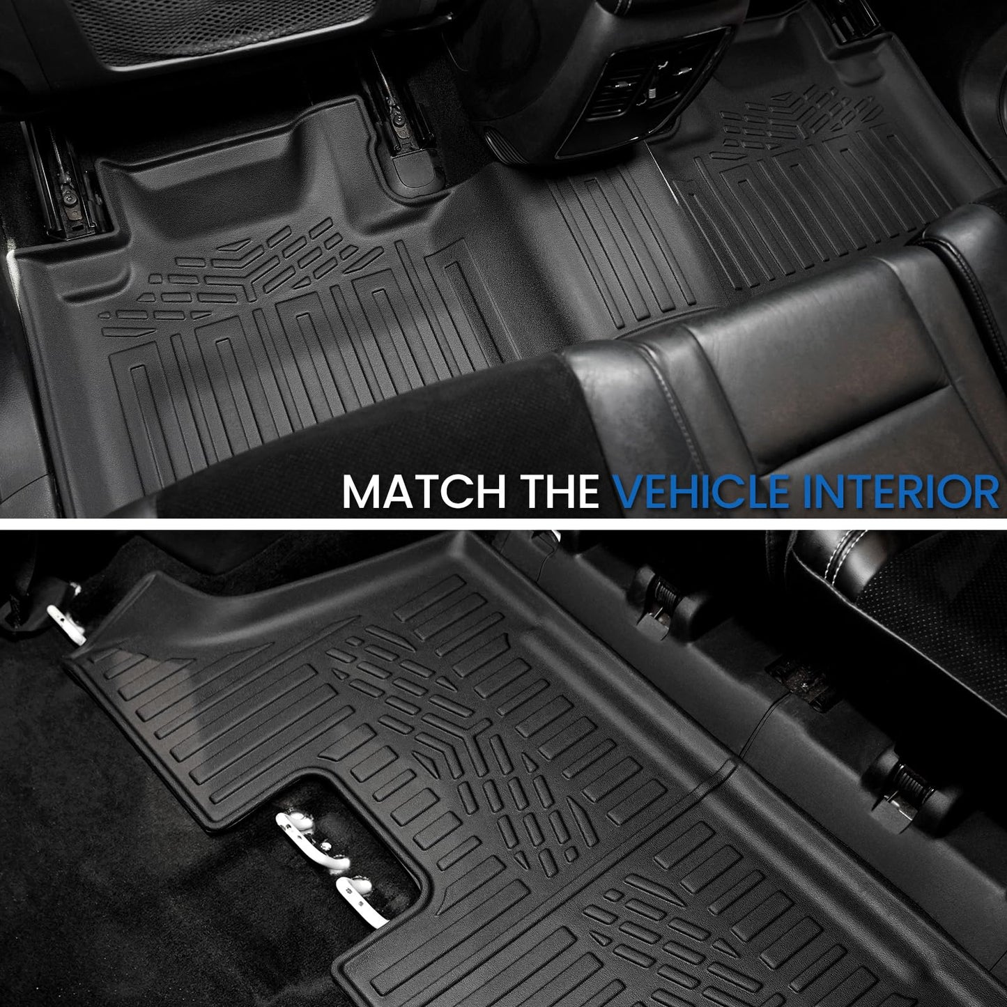 JOULARISE Floor Mats Set for 2016-2026 Dodge Durango (Only for 7 Seats with Bench Seats), All Weather TPE Backrest Mat Trunk Mat Cargo Liner Door Sill Guards Accessories (7 Seats Floor Mats Set)