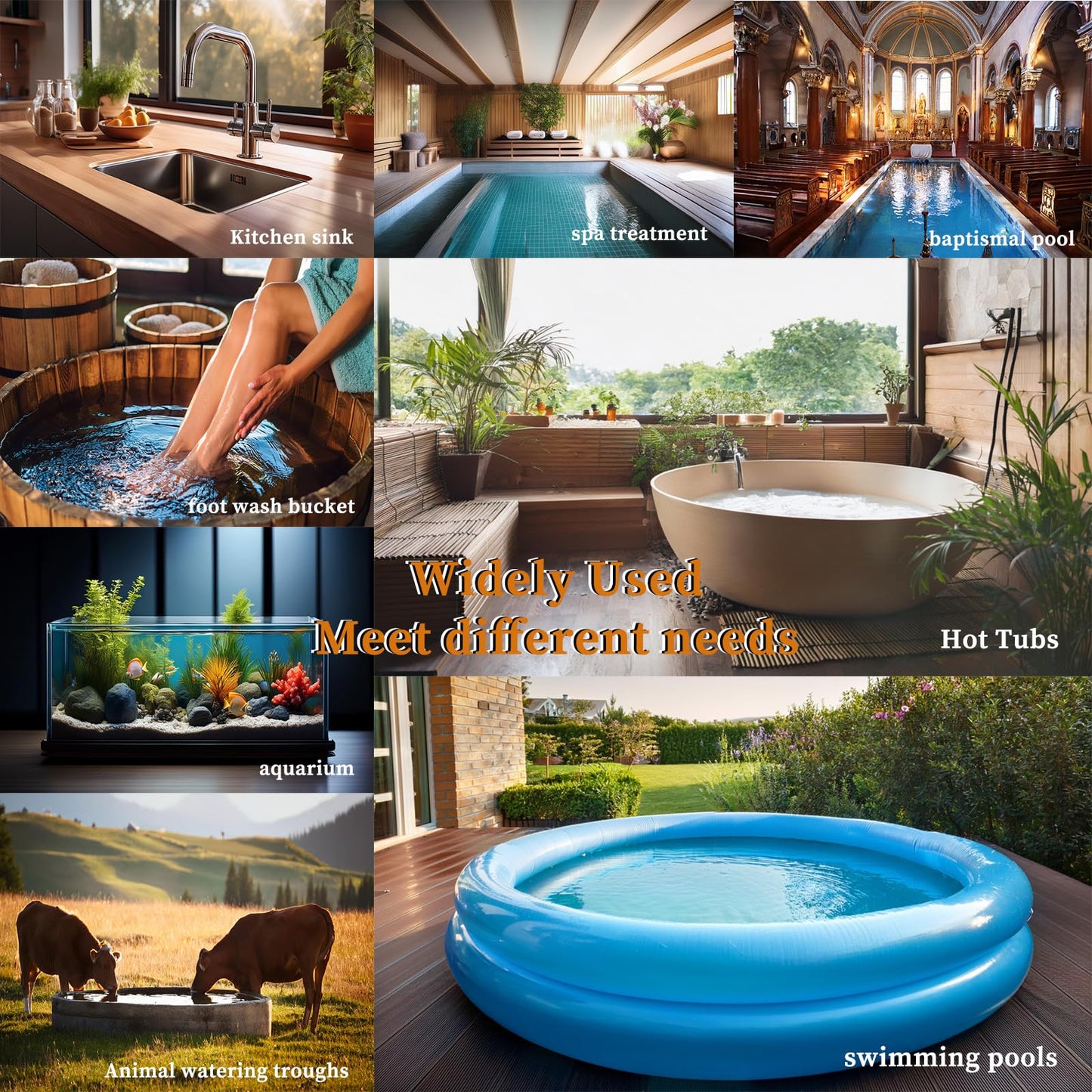 LASTINGCAPE 240V 3500W Fully Submersible Portable Electric Hot Tub & Pool immersion Water Heater with Thermostat, GFCI plug for spa tub, Baptismal pool, inflatable pool,above ground pool and Bathtubs
