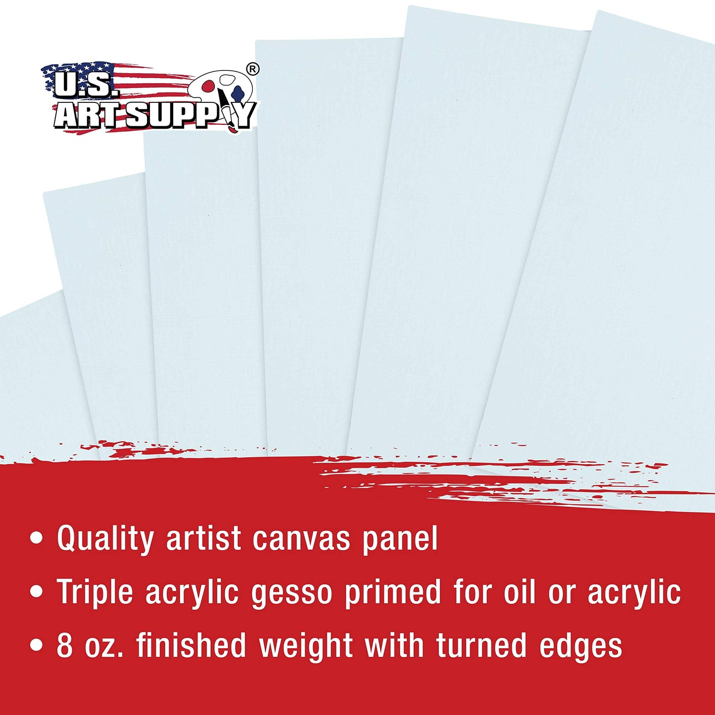 U.S. Art Supply 12 X 12 Inch Art Canvas Board Panels 12 Pack - 8 Ounce Heavyweight Cotton Acid Free Canvases for Painting Acrylics and Watercolor (1 Case of 12 Single Canvas Painting Panels)