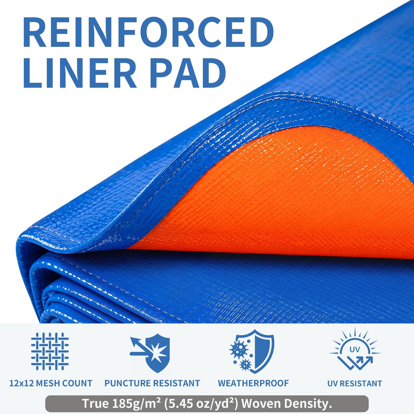 18FT Round Pool Liner Pad for Above Ground Pools, 180 GSM Heavy-Duty Puncture Resistant Under Mat, Underlayment Outdoor Tarp Protector for Lawn Concrete, Pool Floor Base Pad, Extends Liner Life