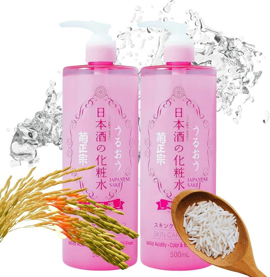 Kikumasamune 2-in-1 Face Toner & Body Lotion - Natural Rice Extract, Amino Acids | 16.9 Fl Oz, 2-Pack
