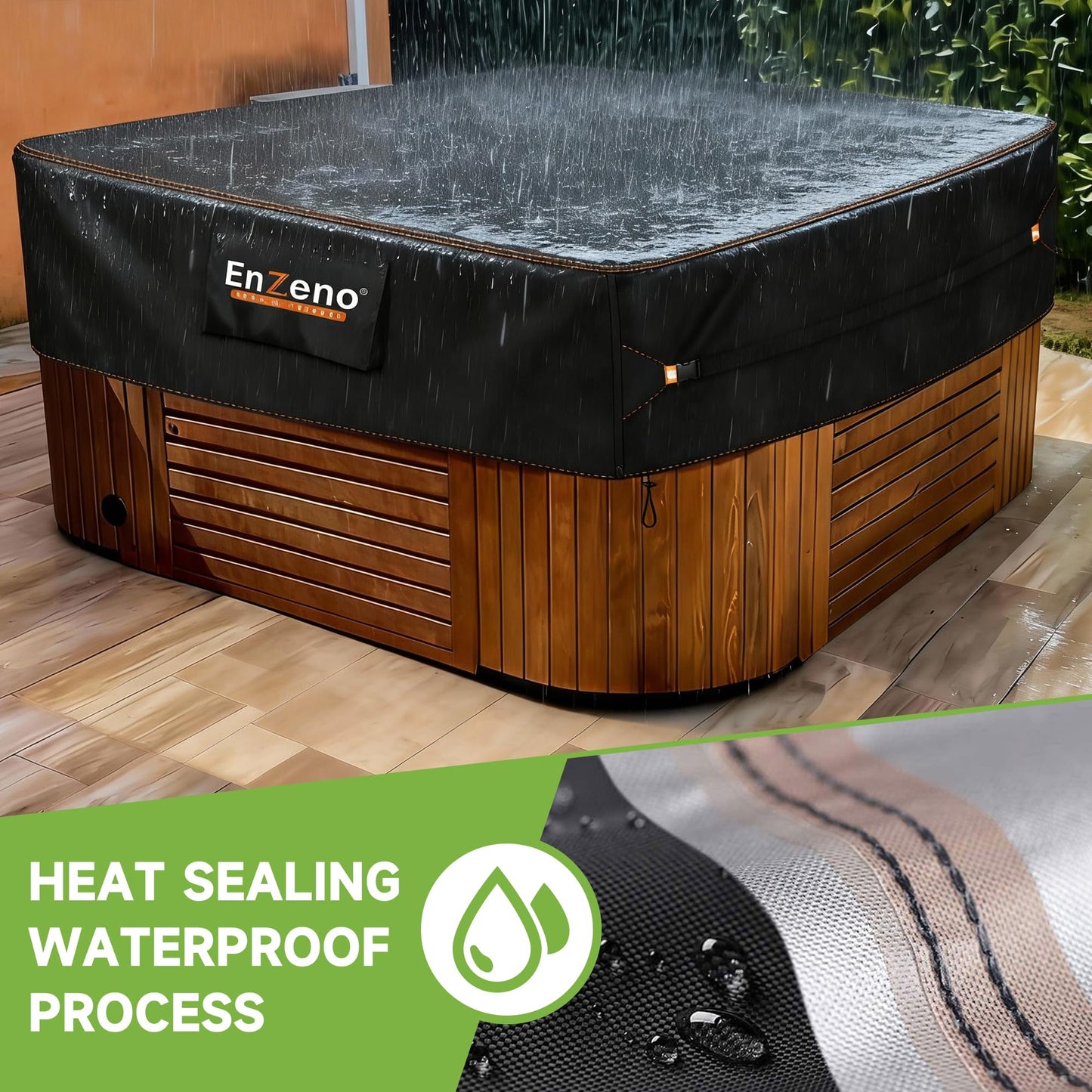 Enzeno Outdoor SPA Hot Tub Cover Waterproof Square 80 x 80 inch fit 79 x 79 or 78 x 78 or 77 x 77 420D Heavy Duty Cub Hot Tub Lid Protectors Protective Cover Cap
