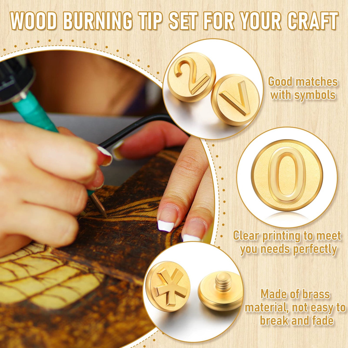 Mixweer 56 Pcs Wood Burning Letters and Numbers Wood Burning Tools with Letter Stamps and Number Tips Symbols for Wooden Burner Craft DIY Embossing Carving