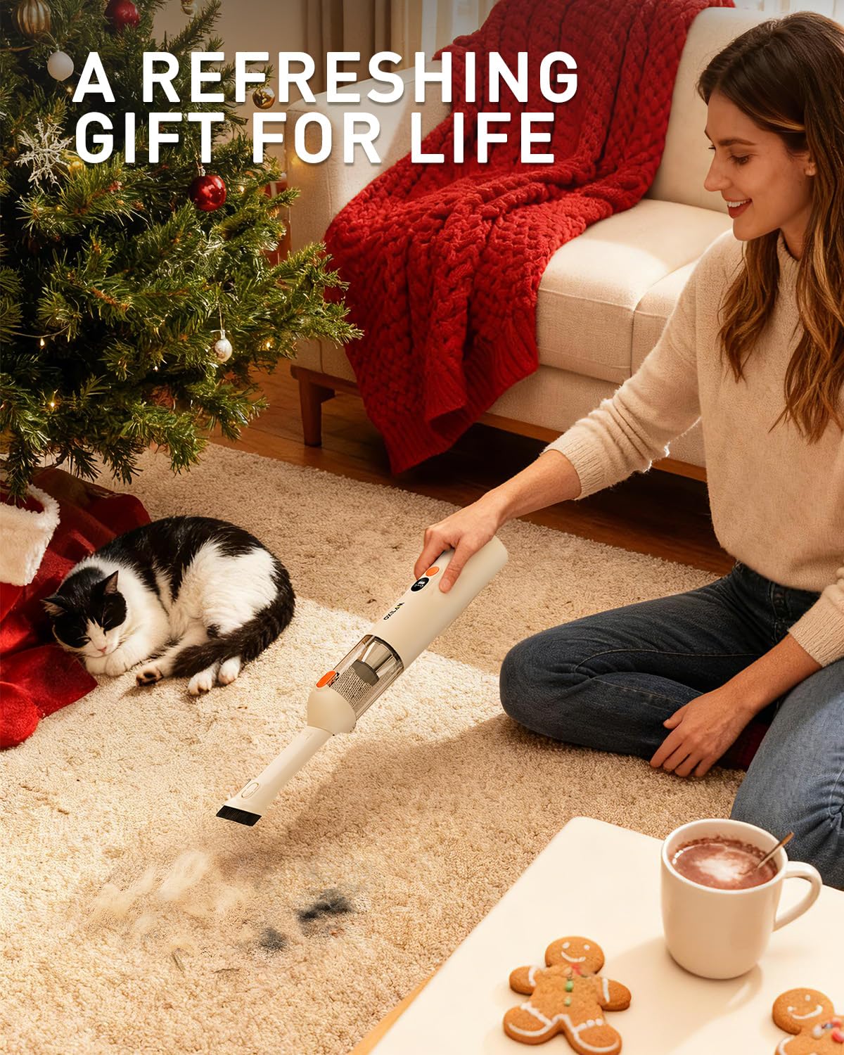 OXILAM Car Vacuum Handheld Vacuum Portable Cordless-14000PA High Power, Blow & Suction 2 in 1, Up to 30 Mins Runtime, Small Vacuum Cleaner for Home, Pet, Car, Office, Ideal Gifts for Men & Women