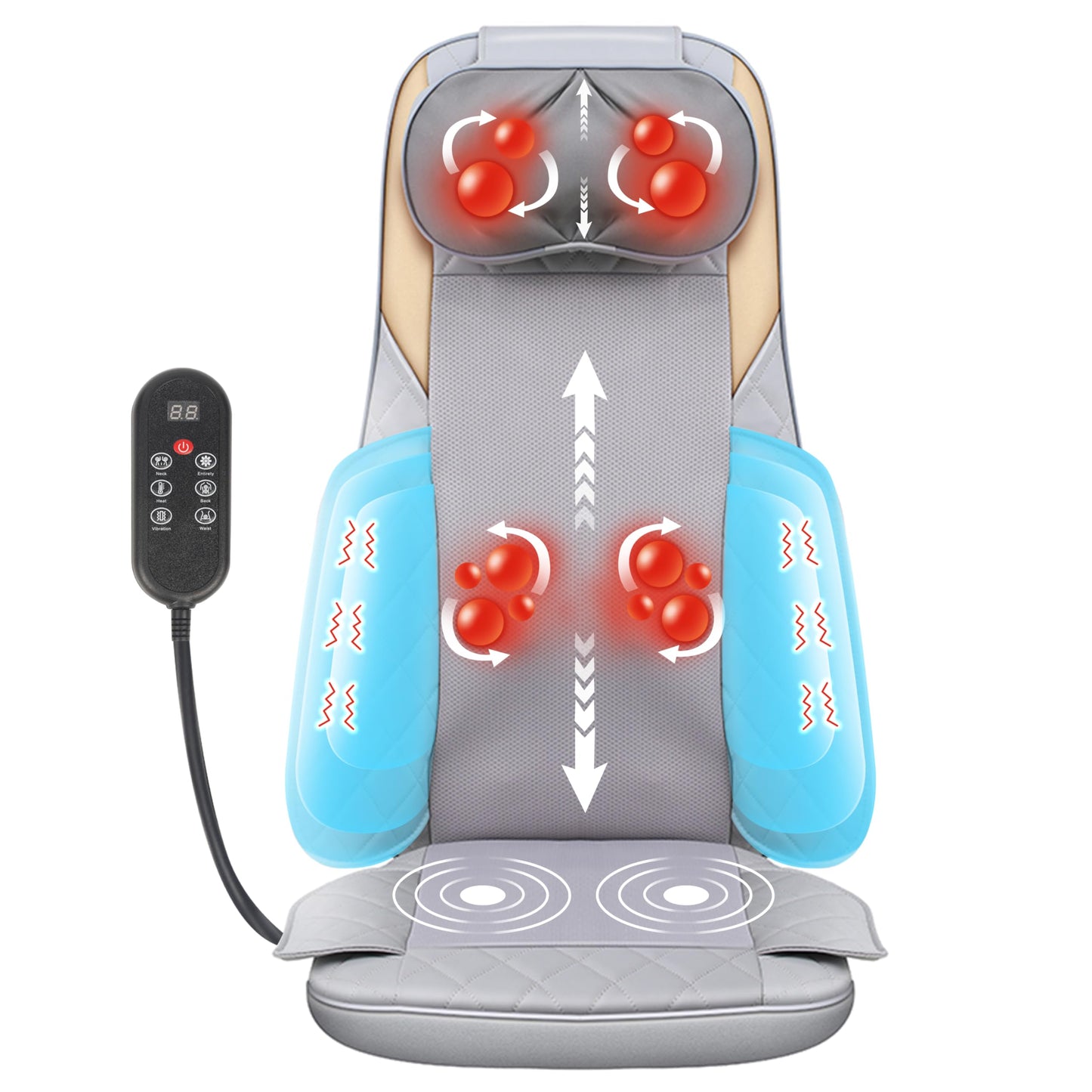 FIRRLUCO Shiatsu Neck and Back Massager with Heat,Back Massager for Pain Relief Deep Tissue,Back Massager for Chair, Adjustable Neck Massage with 20 Kneading Nodes,Christmas Gifts for Women Men