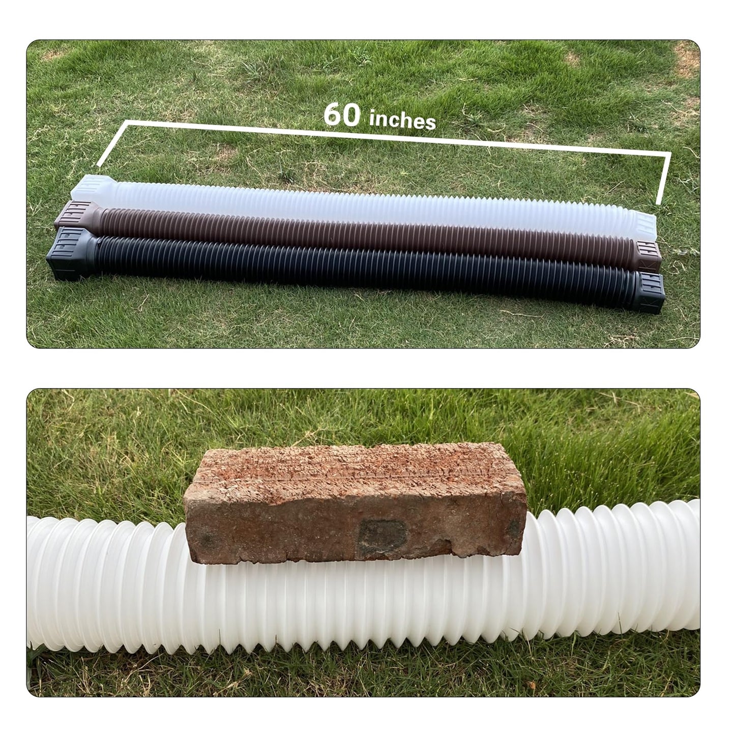 3 pack Flexible Rain Gutter Downspout Extensions,Drain Downspout Extender,Gutter Extension Flexible,Down Spout Drain Extension Pipes,Extendable from 21 to 60 Inches (3pcs white)