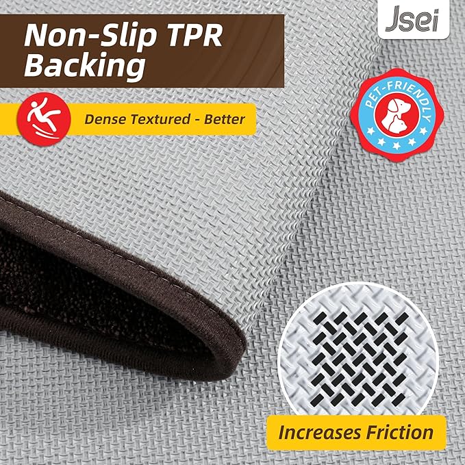JSEI Entryway Rugs Doormat 20"x32", Non-Slip Dirt Trapper Door Mats Indoor, Washable Absorbent and Stain Resist Welcome Floor Mat for Front Door, Dog Door Mat, Dirty Wet Shoes & Paws, Brown