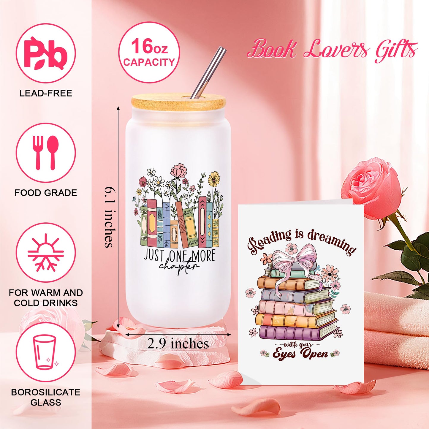 JoycuFF Book Lovers Gifts, Gifts for Book Lovers Women, Bookish Gift Accessories for Readers, Gift for Librarian Bookworms Reading Club Birthday Christmas