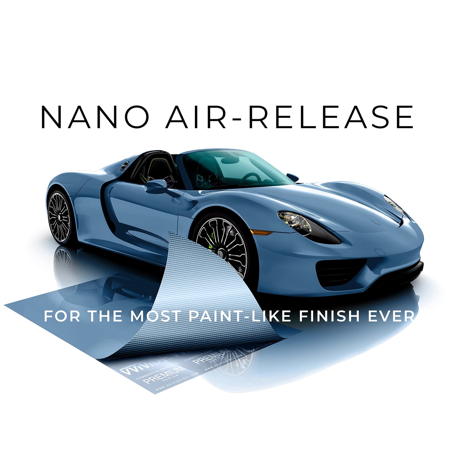 VViViD+ Ultra Gloss China Blue 25ft x 5ft Vinyl Car Wrap Premium Paint Replacement Film Roll with Nano Air Release Technology, Stretchable Protective Cap Liner, Self Adhesive, Indoor Outdoor