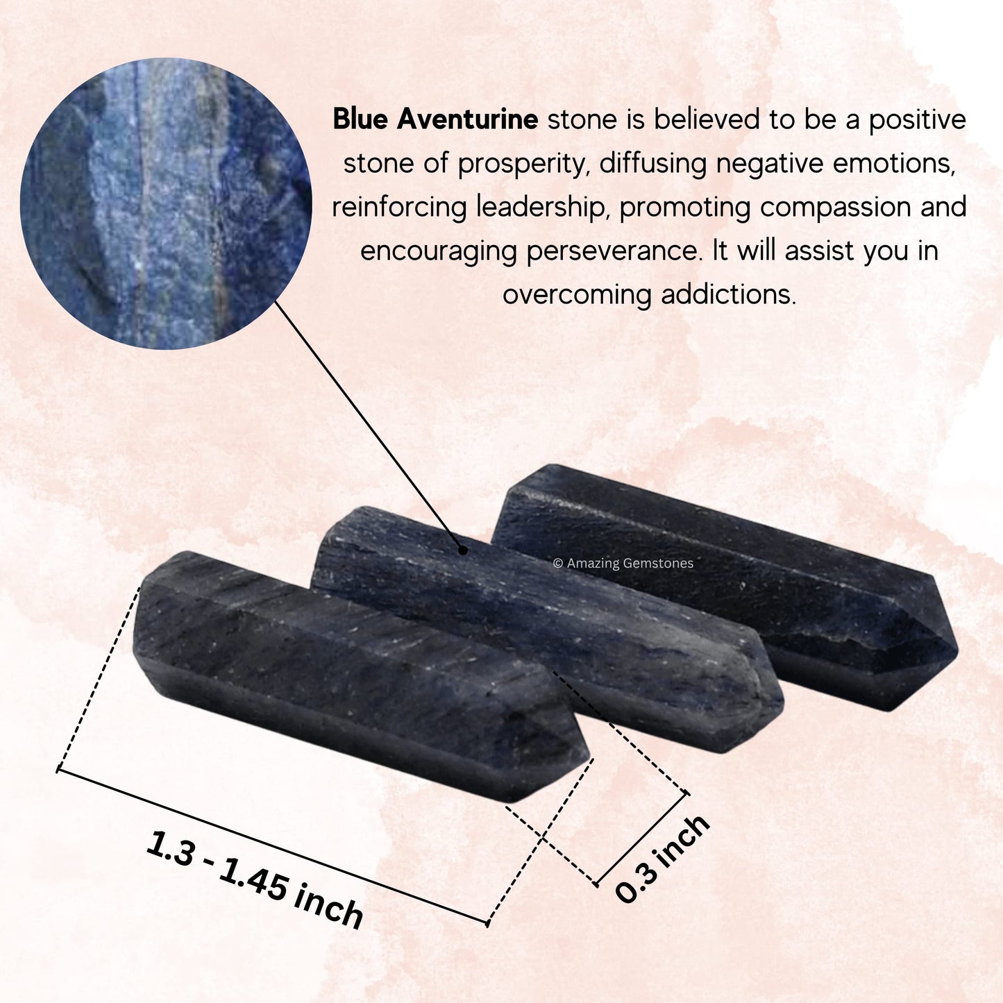 Amazing Gemstone Blue Aventurine Crystal Points Bulk Healing Crystals and Stones - Pack of 3 Single Terminated Healing Wand Point Bulk Crystals for Crafts, Crystal Grid, DIY Work - Premium Crystals