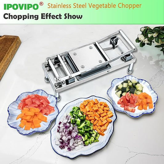 Stainless steel Vegetable Chopper, Veggie Chopper With 4 Blades, Onion Dicer with Container, Food Cutter & Grater Mandoline Slicer (4 Blades)