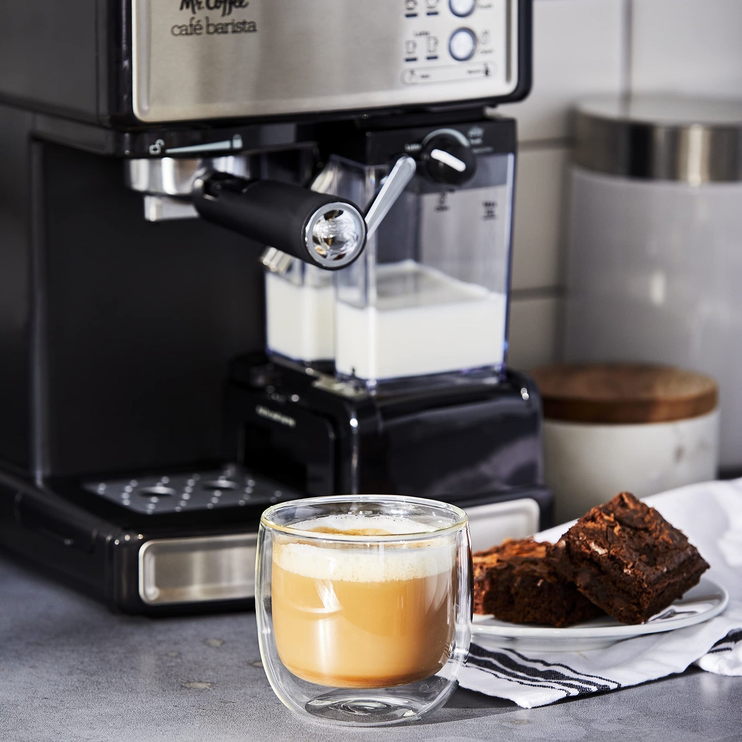 Mr. Coffee Espresso and Cappuccino Machine Stainless Steel Programmable Coffee Maker with Automatic Milk Frother 15-Bar Pump Ideal for Home Baristas