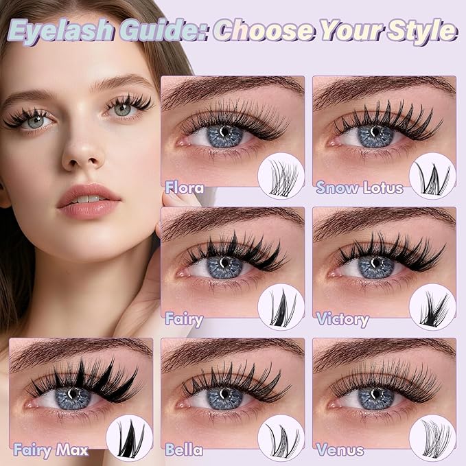 B&Q Venus Lash Clusters Invisible Band False Eyelashes Clusters Natural Cluster Eyelash Extensions Comfortable Individual Lashes Extension DIY Soft Eyelash Clusters （Venus-MIX8-18mm）