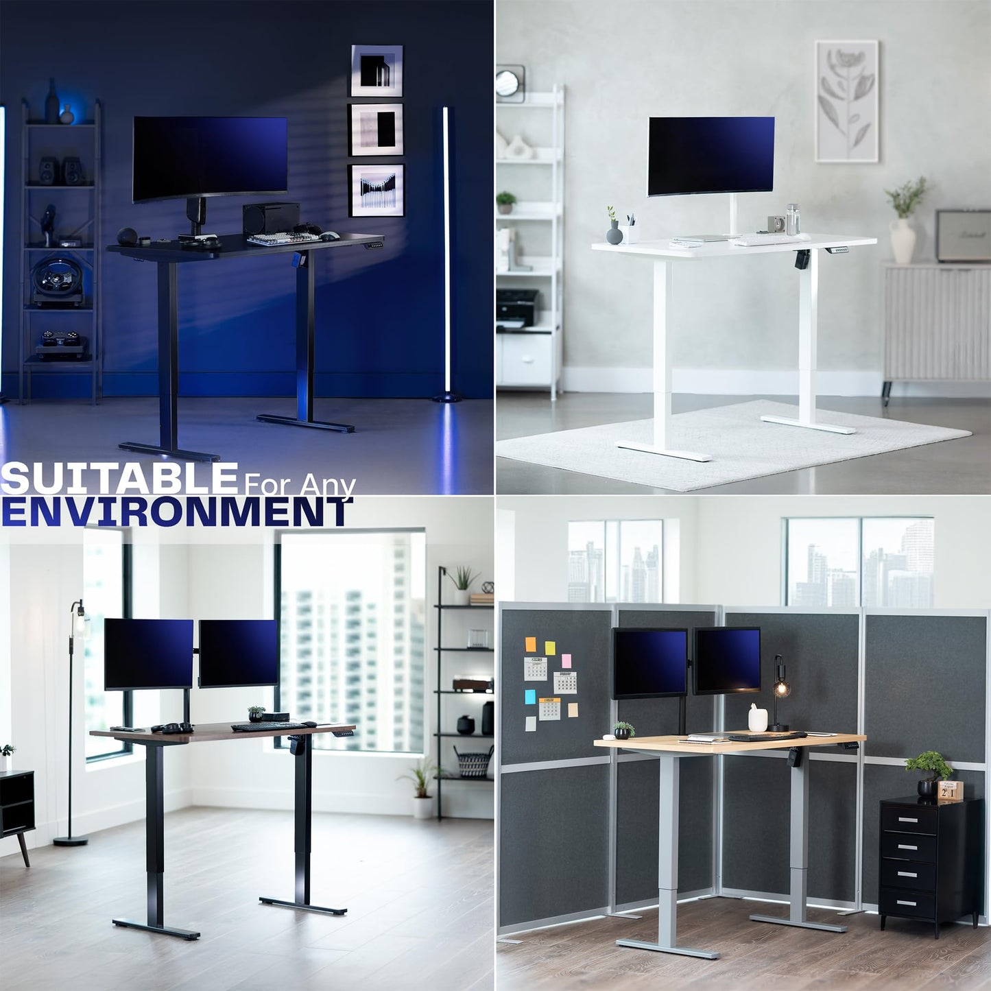 VIVO Electric 60 x 24 in Standing Desk, Memory Height Adjustment, 1B Series, Holds 220 lbs, One-Piece White Top, White Frame, DESK-KIT-1W6W