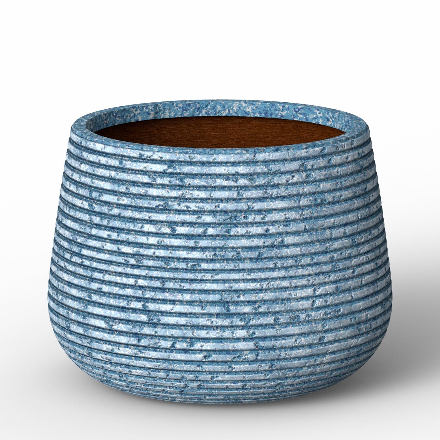 Humid Jade Round Concrete Planter, 12.5 Inch Dia Mineral-Toned Surface Plant Pot with Drainage Hole and Plug, Ideal for Succulents, Flowers and Trees for Porch, Patio or Home, Celestial Blue Vein