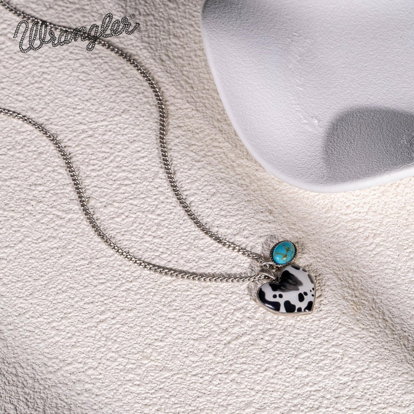 Montana West x Wrangler Western Pendant Necklace for Women 14k Gold Silver Heart Statement Turquoise Cowgirl Vintage Trendy Fashion Jewelry WNS-1129S-TQ
