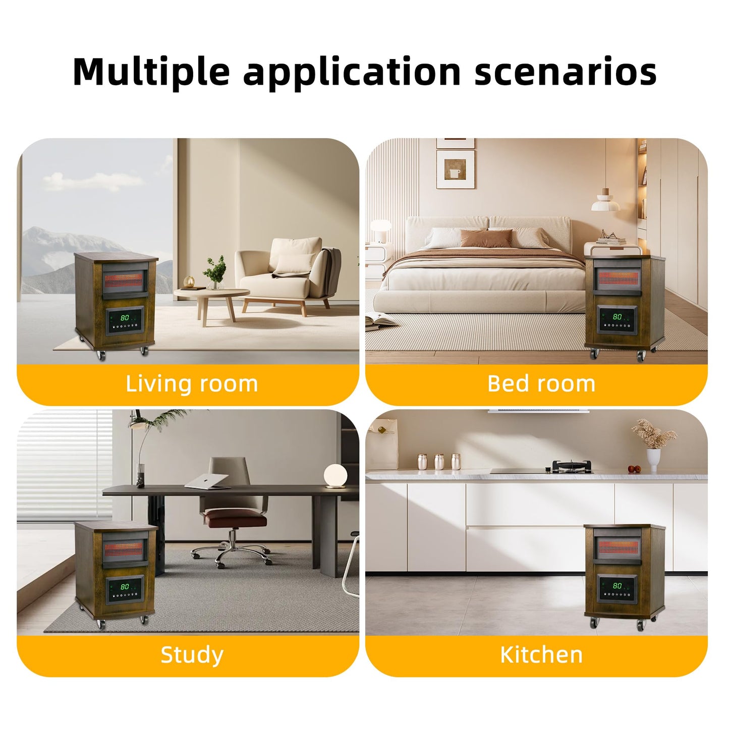 Infrared Heaters for Indoor Use 1500W Space heater with 3 Heat Settings Remote Overheat and Tip-over Proteciton Child Lock 12H Timer Electric Heater Indoor WEWARM