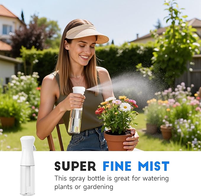 Spray Bottle for Hair, Continuous Ultra Fine Mister Spray Bottle, Refillable Water Sprayer for Hairstyling, Plants, Pets, Cleaning, Skincare (3 Pack 6.8OZ/200ML,White+Pink+Terracotta)