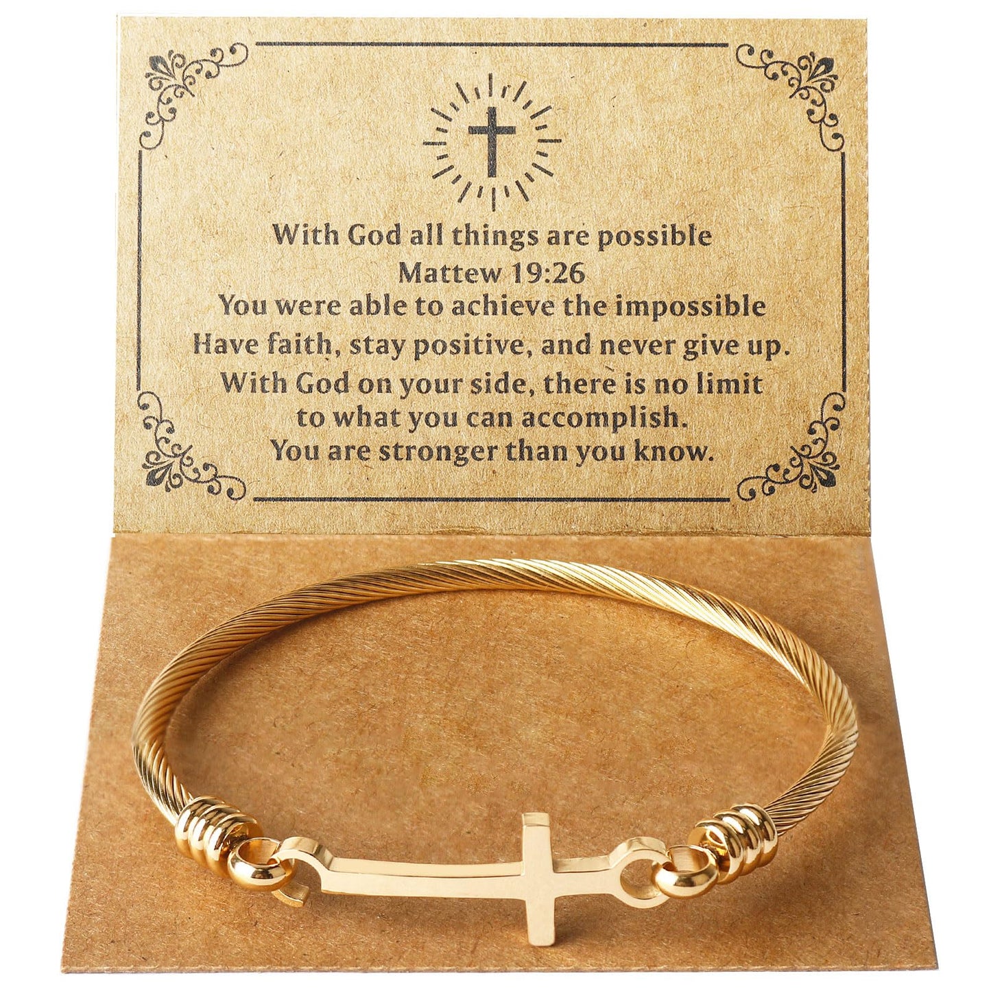 DS Religious Gift for Her Christian Cross Bracelet Bible Verse God is Within Her She Will Not Fall Inspirational Bracelets For Women Stainless Steel Jewelry Gift To Daughter Best Friend (Gold 2)