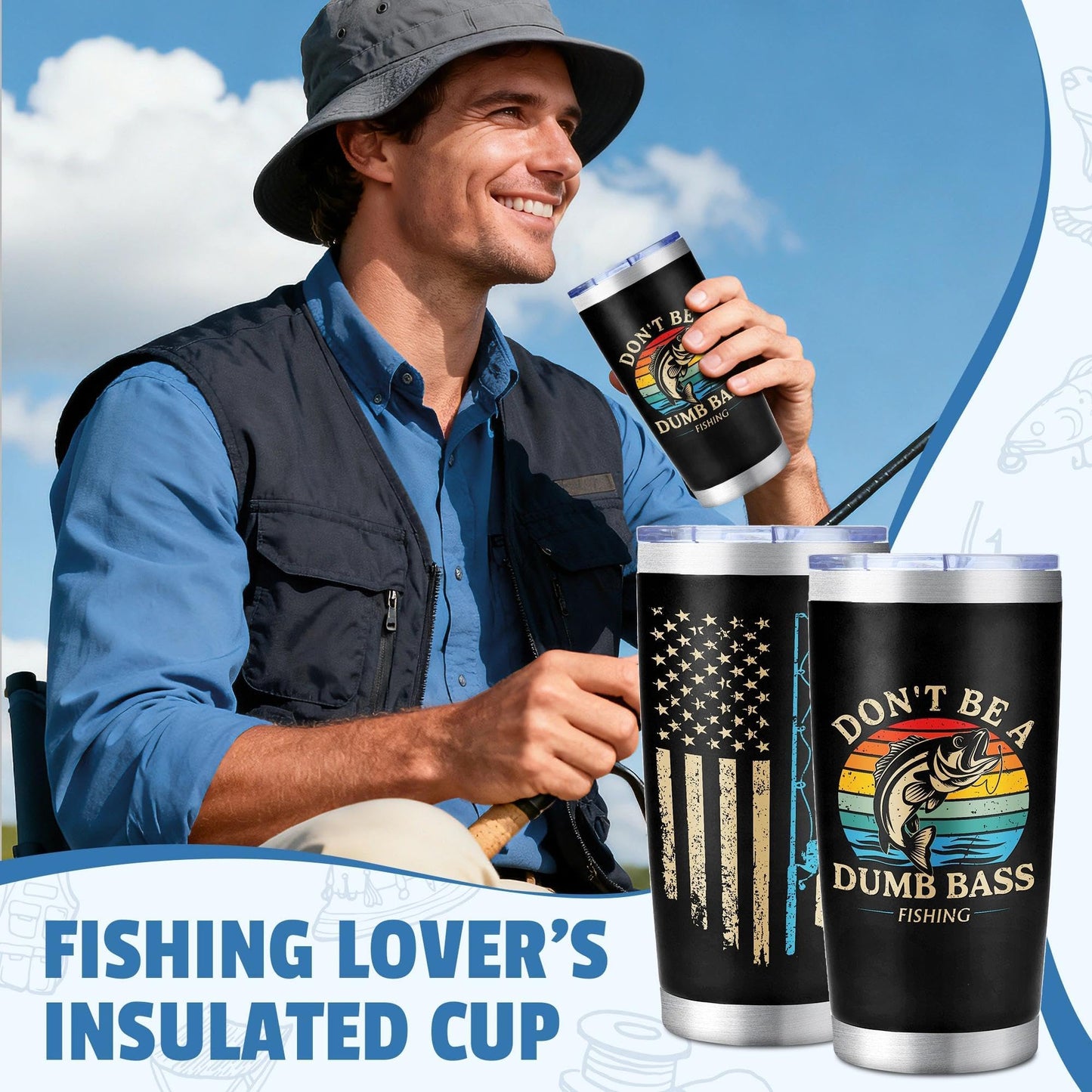 Gifts for Fishermen Fishing Lovers Gifts for Men Cool Fisherman Stuff for Mens Unique Fishing Accessories for Men with Keychain Mug Hat Socks
