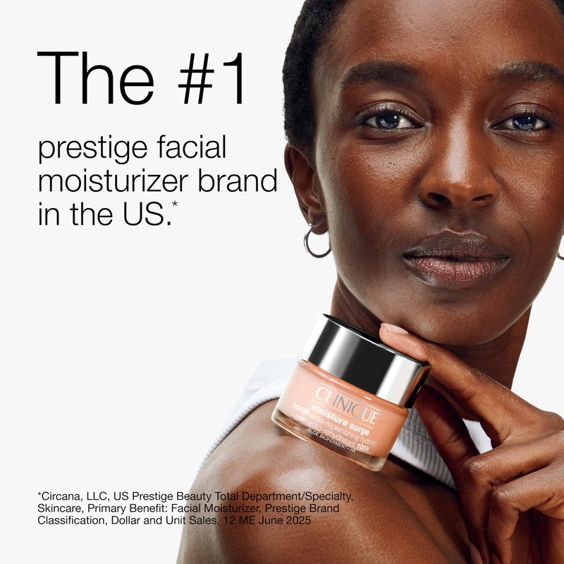 Clinique Moisture Surge 100H Auto-Replenishing Hydrator Oil Free Face Moisturizer | With Hyaluronic Acid, Aloe Bioferment and Vitamins C + E | For All Skin Types | Hydrating + Moisturizing, 4.2 Fl Oz