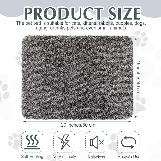 4 Pack Self Warming Cat Pads Self Heating Cat Mat Washable Homeless Dogs Thermal Pads Kennel Pad Reflects Body Heat Warm Crate Bed Mat for Indoor Outdoor Pet(Gray,16 x 20 Inch)