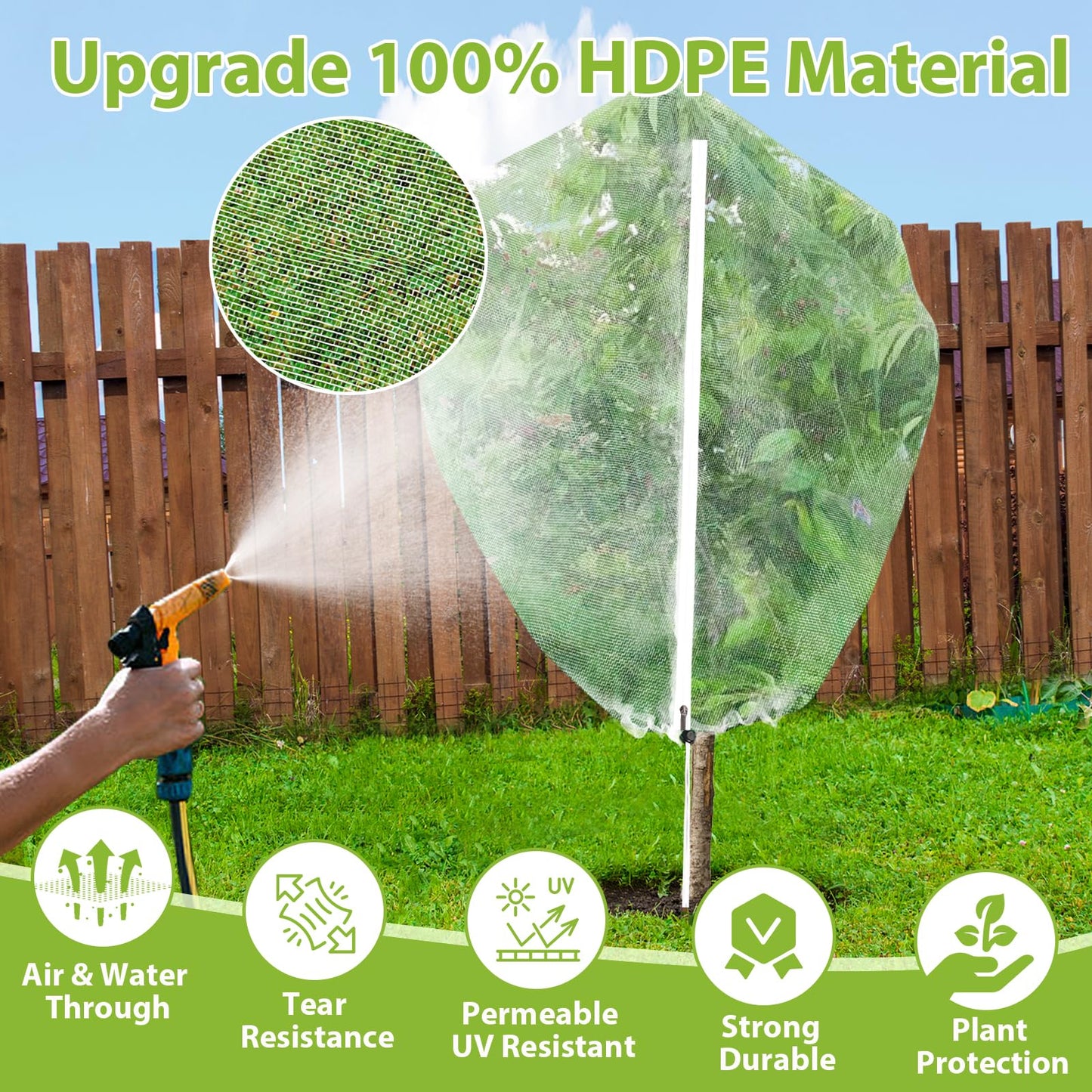 4PCS Fruit Tree Netting with Drawstring and Zipper, 3.93 * 4.92ft Blueberry Bush Netting Cover, Insect Netting for Garden, Garden Fruit Nets Protection from Anti Birds, Bugs
