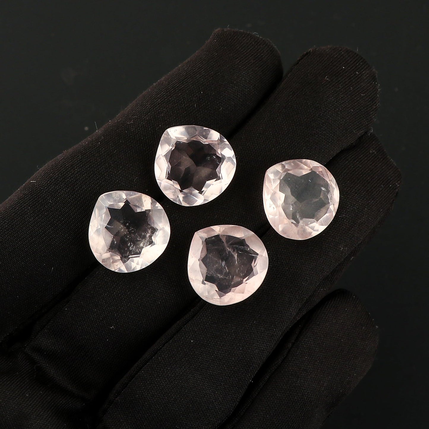 CRYSTALIS 4pcs Natural Rose Quartz, Briolette Cut, Loose Gemstone, Wholesale Bulk Cabochons, Jewelry Making Supply, Chakra Healing Polished Stones, Wire Wrapping, DIY, Gem Collection, 12-15mm