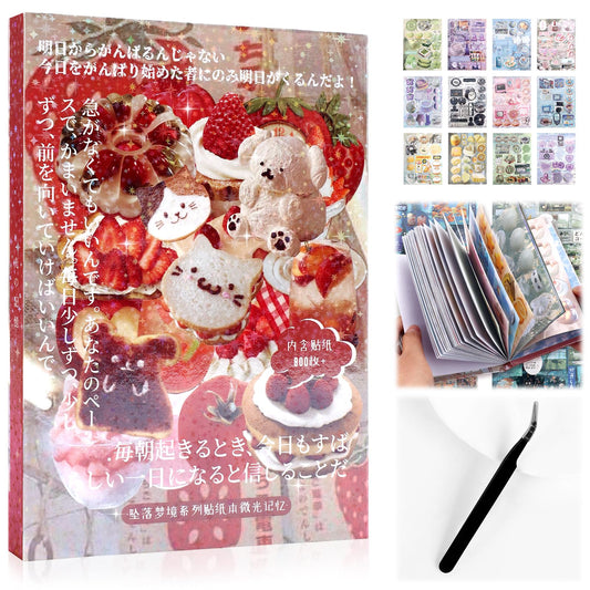 800Pcs Cute Scrapbook Stickers Travel Y2k Japanese Sticker Book for Adult Kawaii Korean Stickers for Journaling Heisei Retro Aesthetic Sticker Manga Style Decor for DIY Craft Junk Journal Gifts Memory