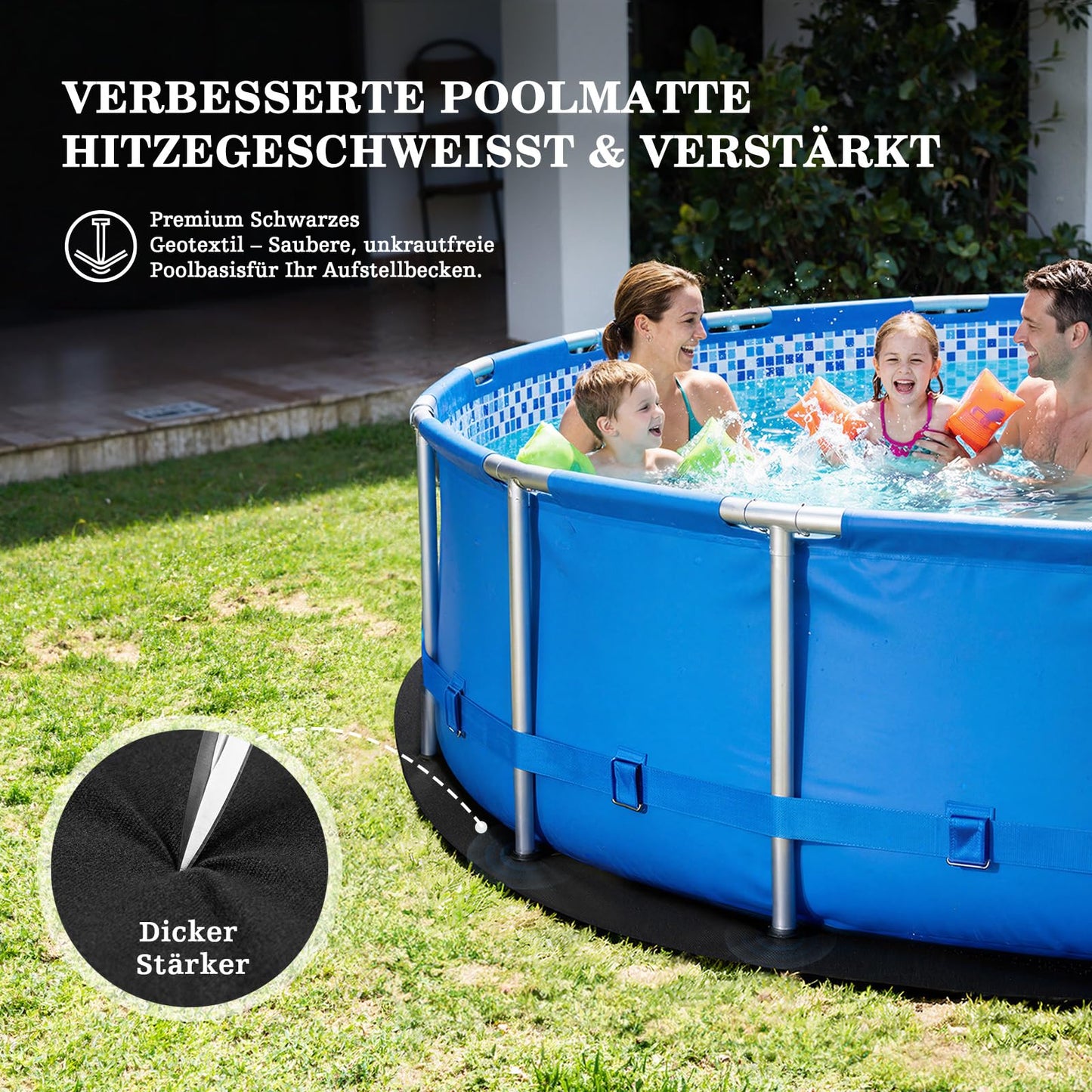 UIRWAY 10FT Round Pool Liner Pad for Above Ground Pool, [2026 New 300G/M² Thicker Heavy Duty] Black Seamless Pool Padding Underlayment for Pool Bottom, Prevent Punctures Weed Barrier Extend Liner Life