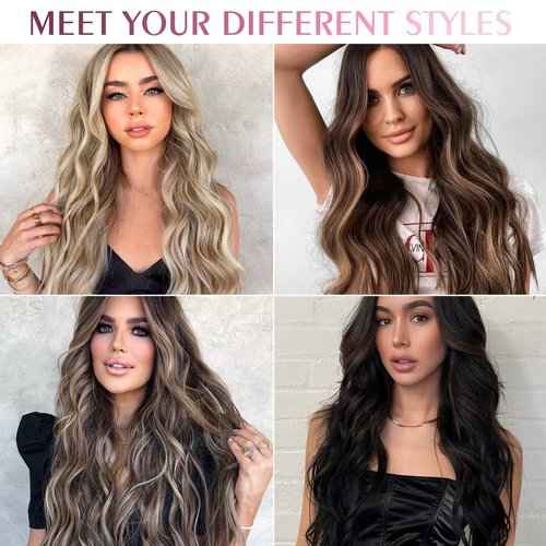 Fimislosion Real Hair Extensions Clip in Human Hair, Seamless Clip in Hair Extensions Real Human Hair, 20 Inch Clip ins extensions for women, Natural Black 120G 7Pcs
