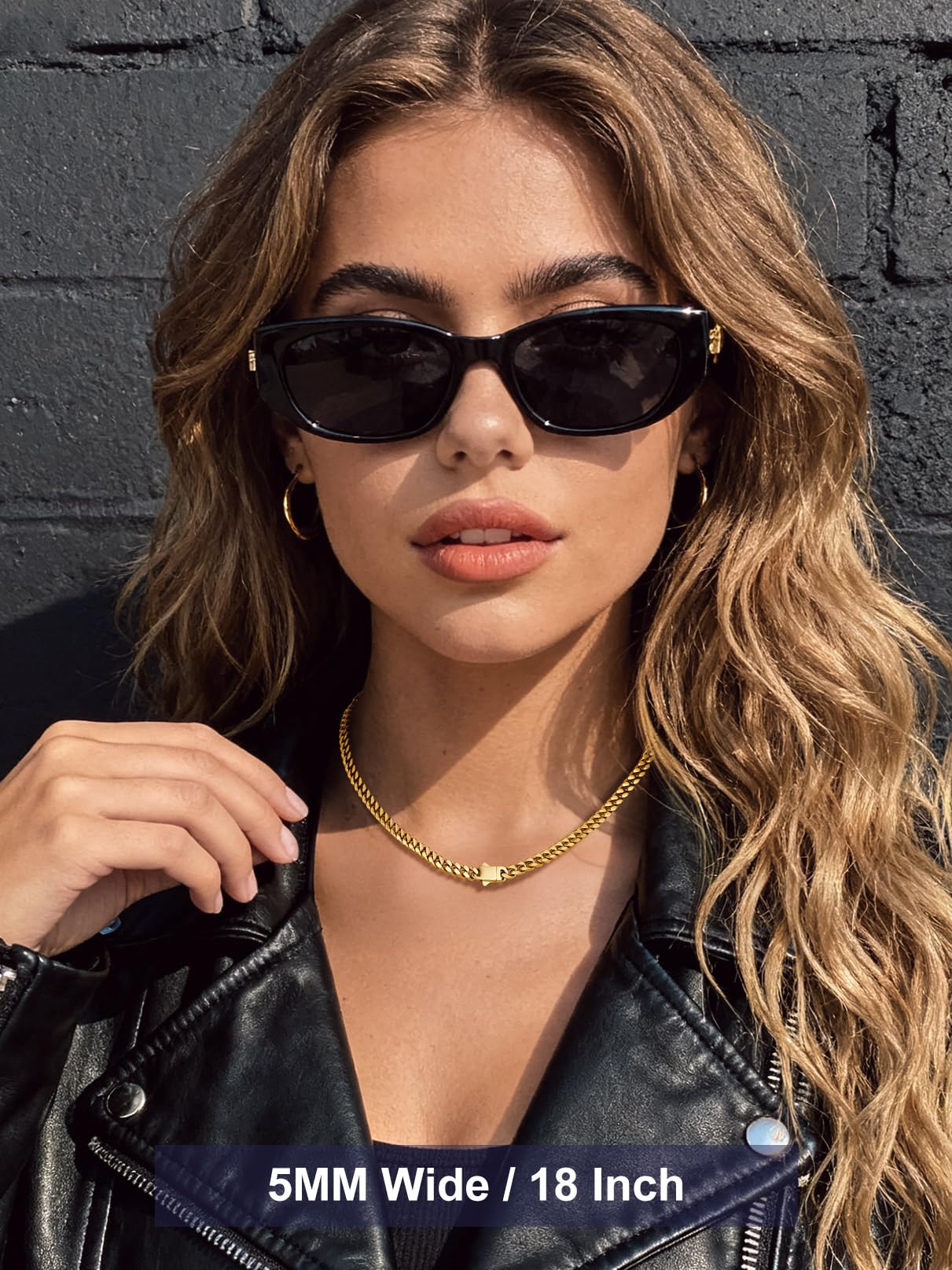 Bandmax Men Long Chain Necklaces 30 Inch Gold Plated Miami Cuban Link Chain 5MM Wide Cubanas Cadenas Hombres Mens 14K Gold Plated Stainless Steel Chains Jewelry Gift for Men