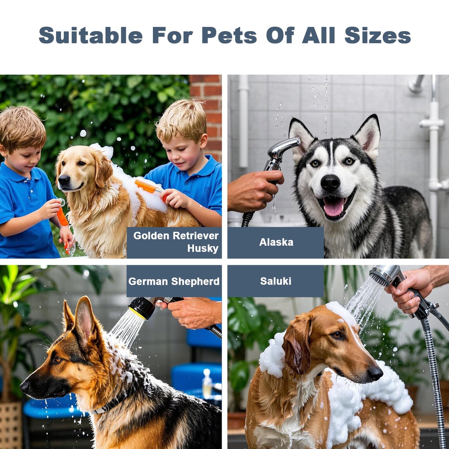 Hipicute 62" Pet Grooming Tub, Professional Stainless Steel Dog Bathtub w/Soap Box, Shower Brush,Rich Accessory, Dog Bathing Station for Large,Medium,Small Pets, Washing Sink for Home