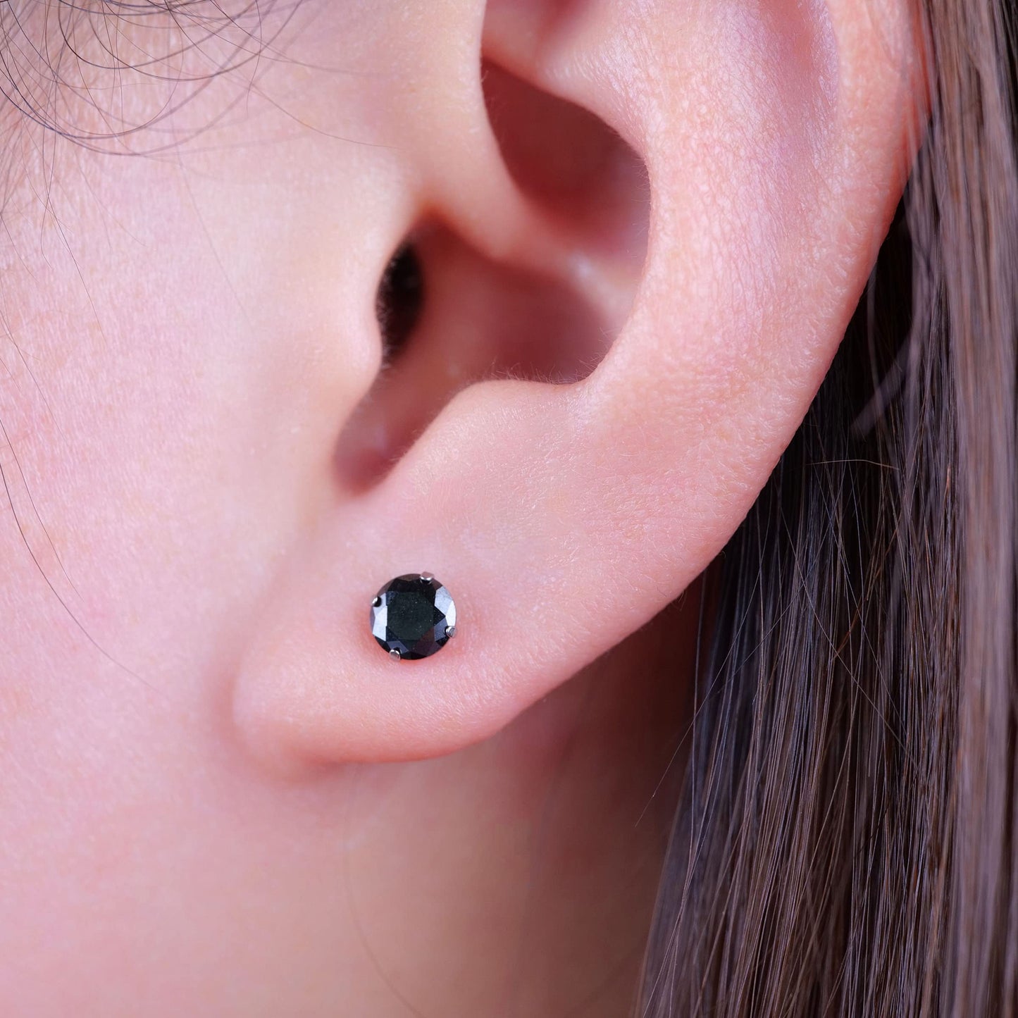 Limerencia Hypoallergenic G23 Titanium Earrings, F136 Implant Grade Pure Titanium, Suitable for Sensitive Ears with Birthstone Crystals CZ Simulated Diamonds (Black CZ)