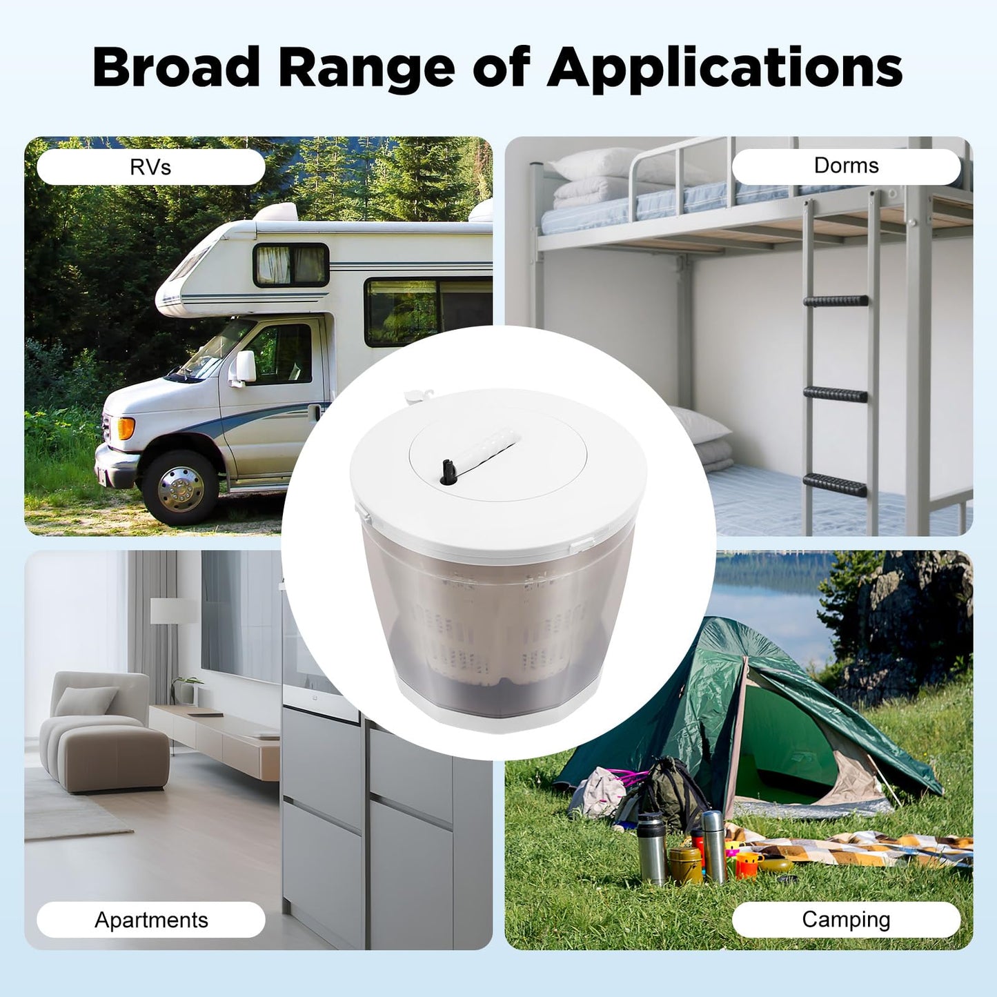 Hand Crank Washing Machine 2 in 1 Non-Electric Washer Manual Traveling Outdoor Washing Machine Portable Mini Compact Washer Spin Dryer for RV Travel