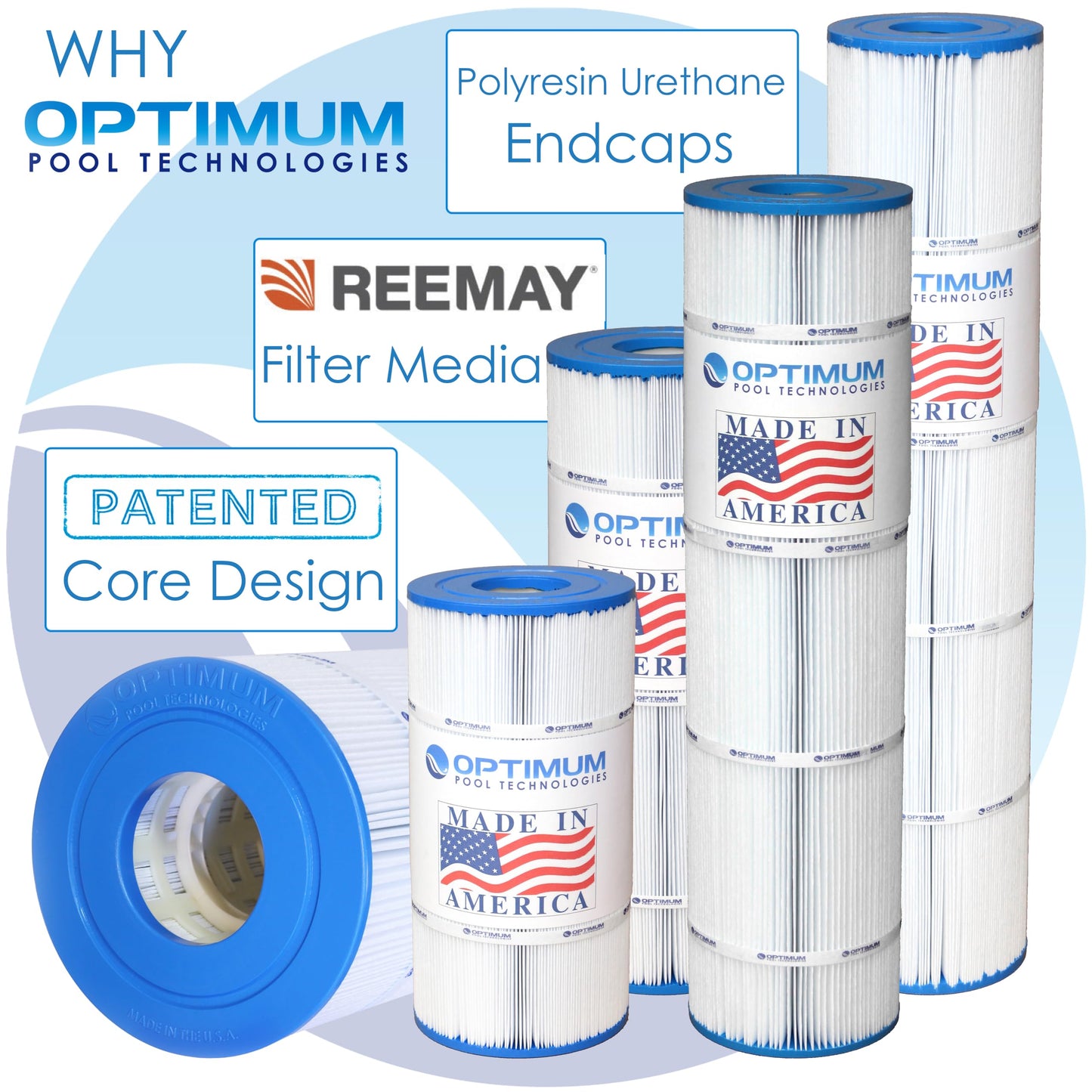 Optimum Pool Technologies® Pool Filter 4-Pack, Compatible Replacement for Pentair® Clean & Clear Plus 420 178584, R173576, Unicel C-7471, Pleatco PCC105, & Filbur FC-FC-6470, FC-1977 Filter Cartridges