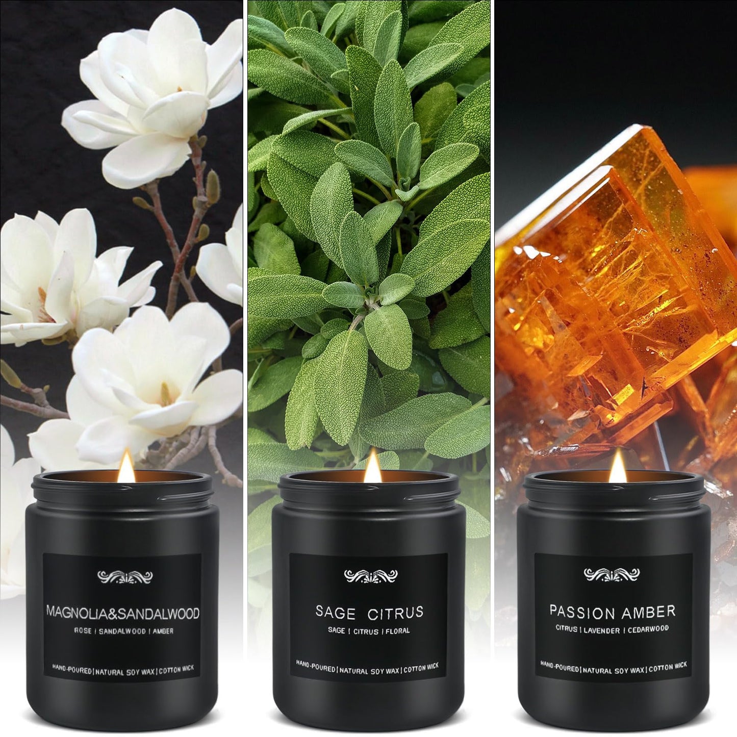 6 Pack Candles for Home Scented Aromatherapy Candles Gifts Set for Mens, Men Candle Set, 42 oz 300 Hour Long Lasting Candles, Gifts for Men, Birthday, Anniversary Present